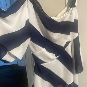 Navy blue and white blouse